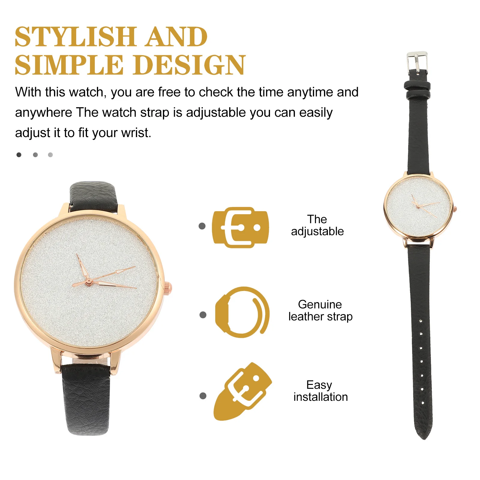 ساعة للسيدات بمينا لامع وحزام من البولي يوريثان، ساعة أنيقة لنساء الأعمال، هدية عيد الميلاد وعيد الميلاد، فكرة ساعة نسائية