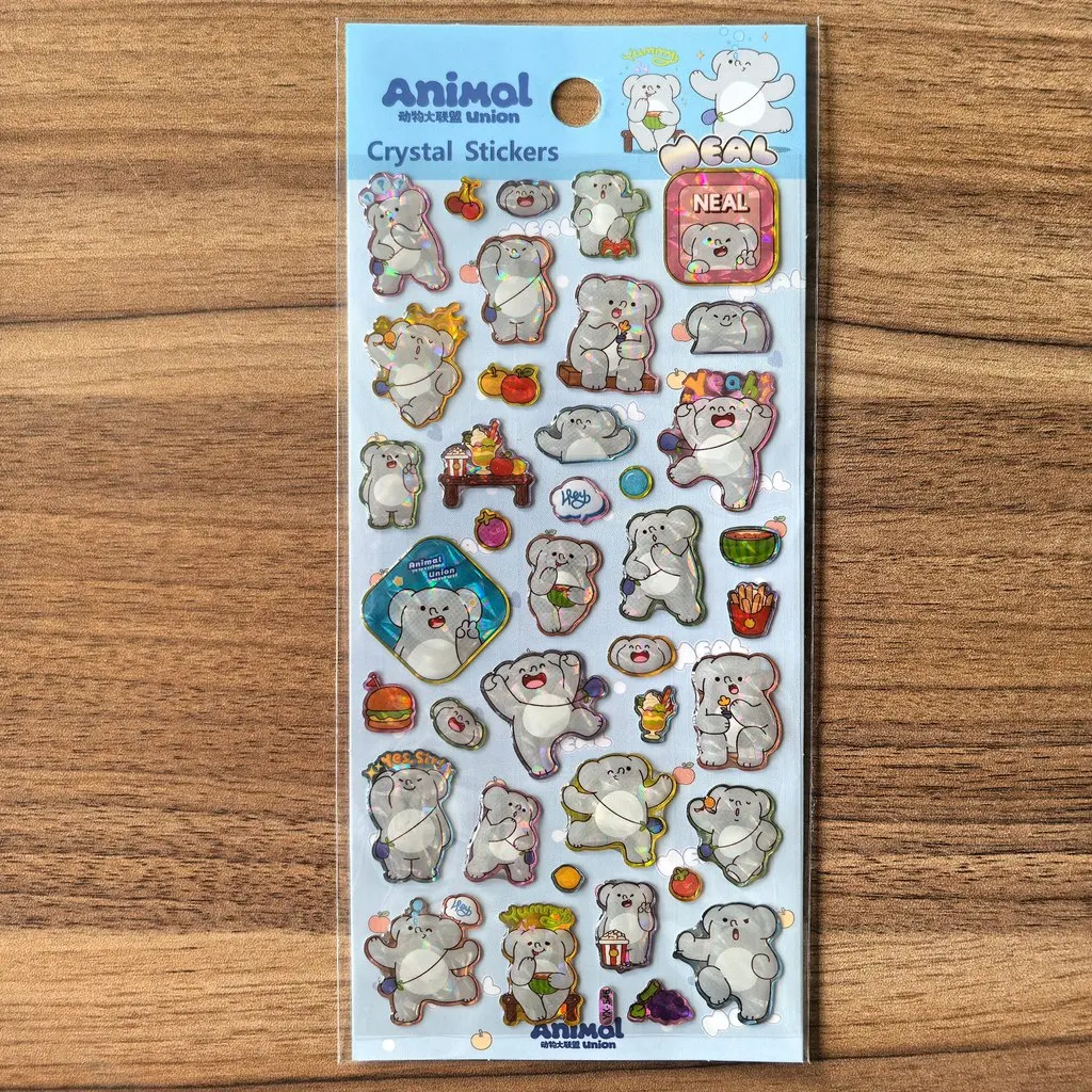 4 أوراق ملصقات كريستال الحيوان لامعة ملونة الحيوان الشارات DIY بها بنفسك الحرف المجلات هدية الديكور BulingBulingStickers Store #6