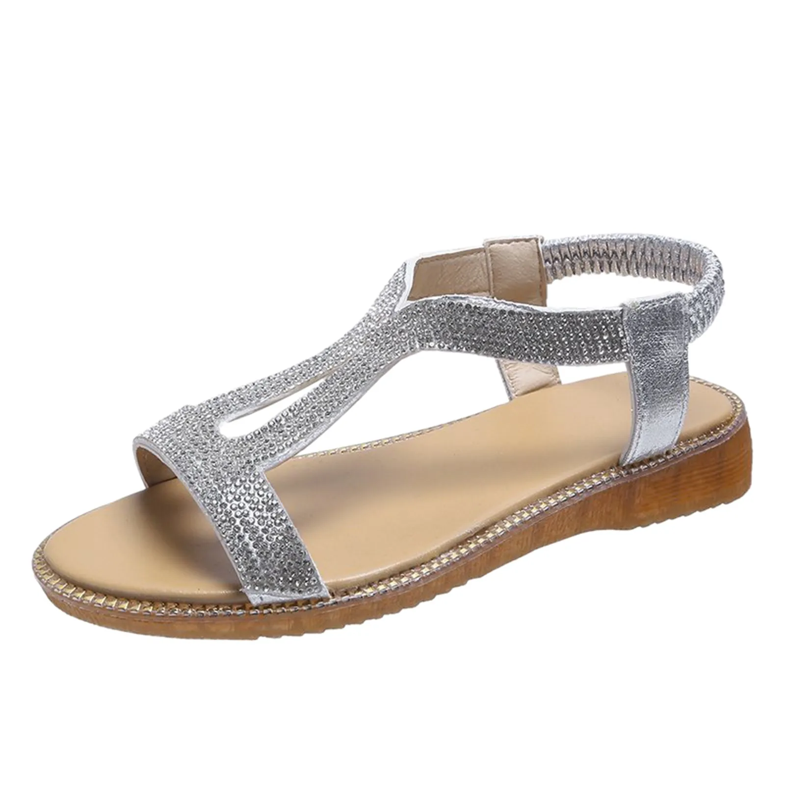 صنادل النساء 2023 حجر الراين سميكة أسافين الصنادل الترفيه غير رسمية تنفس الأحذية الجماعية المرأة الصنادل الصنادل للنساء #5