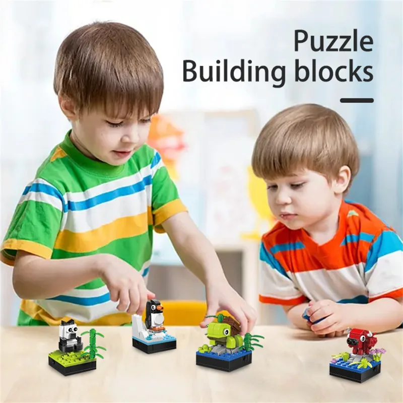 الحلي نموذج مكعبات بناء الجسيمات الصغيرة على شكل حيوانات، ألعاب هدايا تجميع تعليمية للأطفال