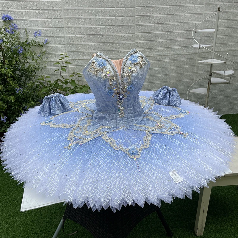 FLTOTURE Custom Made Women Professional Ballet Variation Blue Bird Pancake Tutu Skirt Sleeping Beauty Stage Costume For Sale