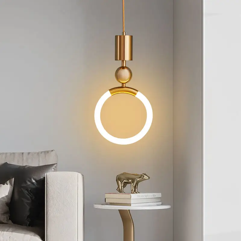 

Nordic Simple Led Pendant Light Postmodern Hanging Lamp Restaurant Bedroom Bedside Luxury Clothing Store Staircase Pendant Lamp