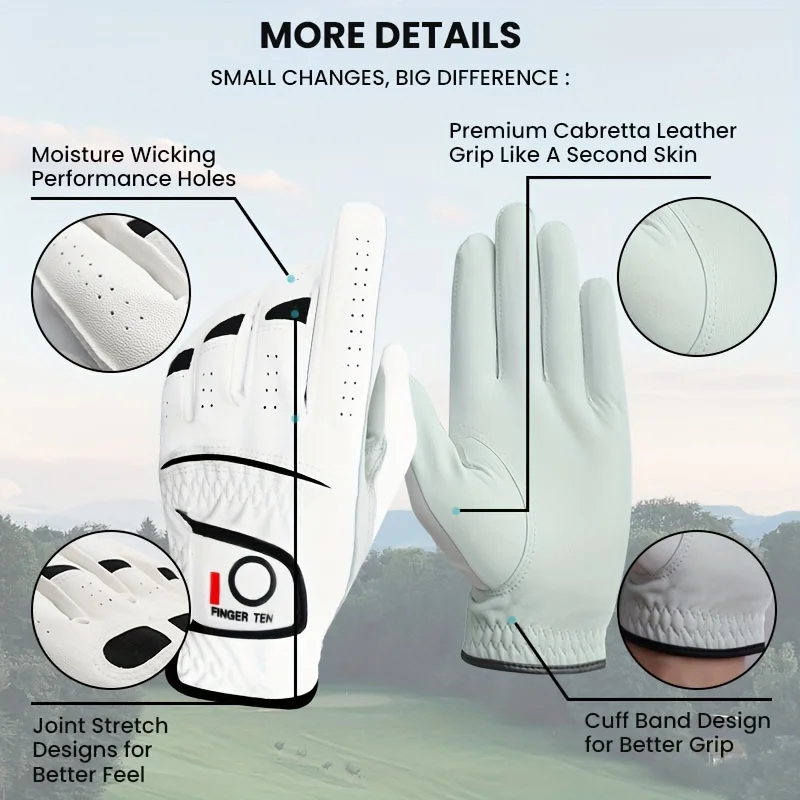 Golf Gloves Men Left Hand For Right Handed Golfer 4 Pack Soft Leather All Weather Grip Comfortable Glove