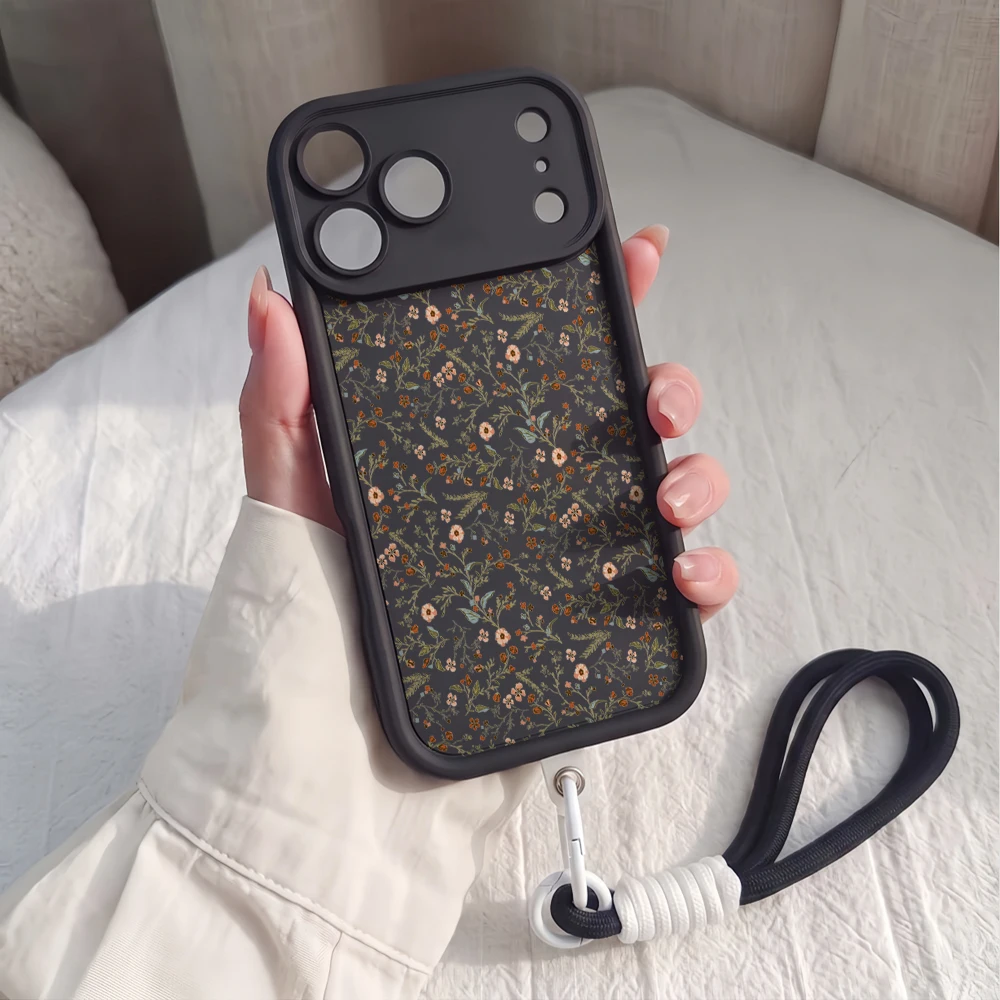 Orangefarbene Handyhülle mit Blumenmuster und Lanyard für Samsung Galaxy Note 20 S25 S26 Plus S24 S23 FE S25 Ultra A57 A55 5G Silikonhülle – Detail 2