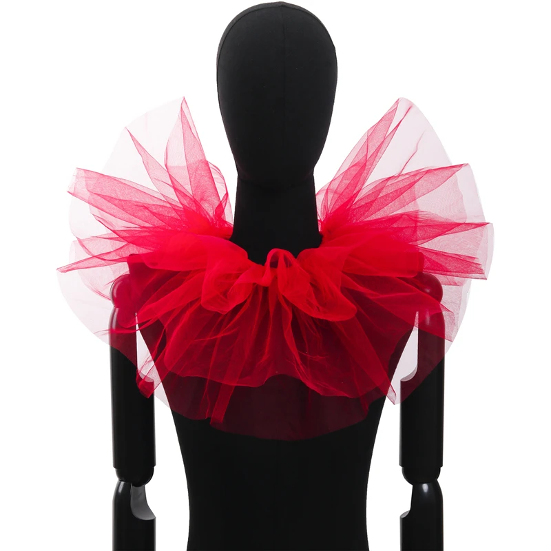 Vintage Neck Ruff Collar Victorian Ruffled Puff Mesh Fake Collar Clown Cosplay Stage Costume Party Photography Accessories