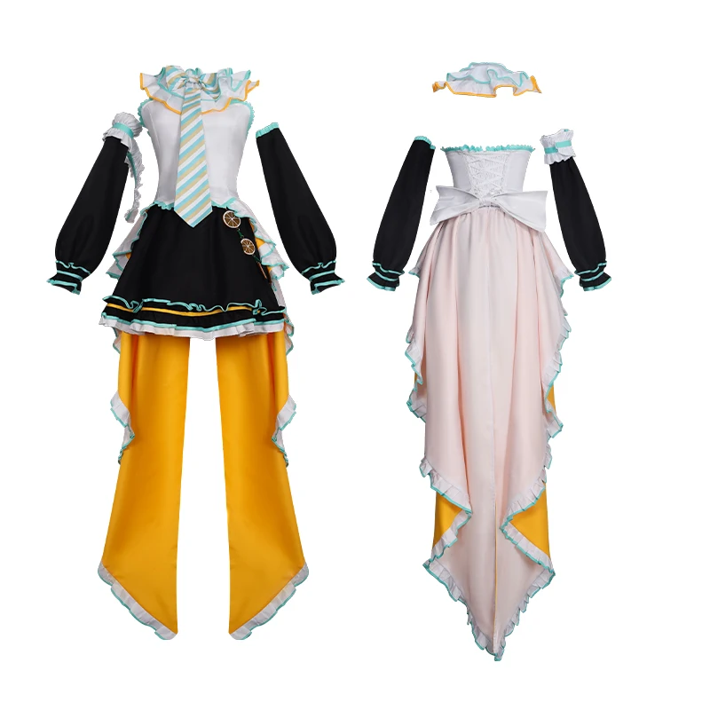 أزياء أنيمي ميكو فيوتشر دي كيو كولاب التأثيرية البصل الأخضر التوأم التعادل أزياء الهالوين للمرأة