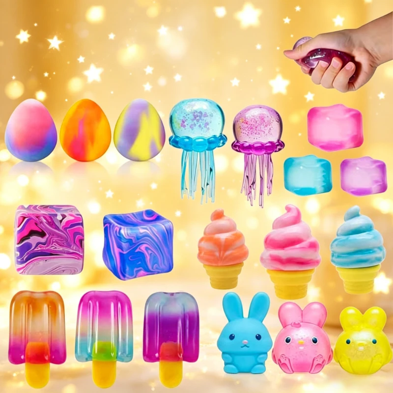 

2026 Cute Blind Box Bags Toys Pizza TPR Ice Cream Island Shells Jellyfish Tentacle Need Dolls Anti-stress Toys for Kids Fans