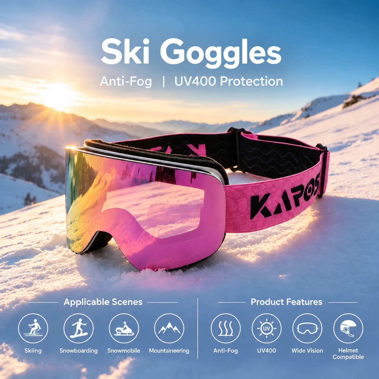 2026 New Ski Goggles Double Layer Anti-Fog UV400 Snowboard Glasses for Men Women Winter Skiing Snowmobile Outdoor Sports Eyewear