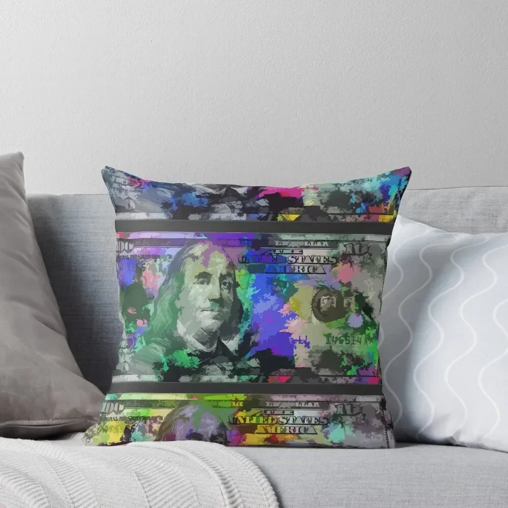 100 Dollar Bill Colorful Money Artistic design Throw Pillow Sofa Covers For Living Room Decorative Sofa Cushions pillow