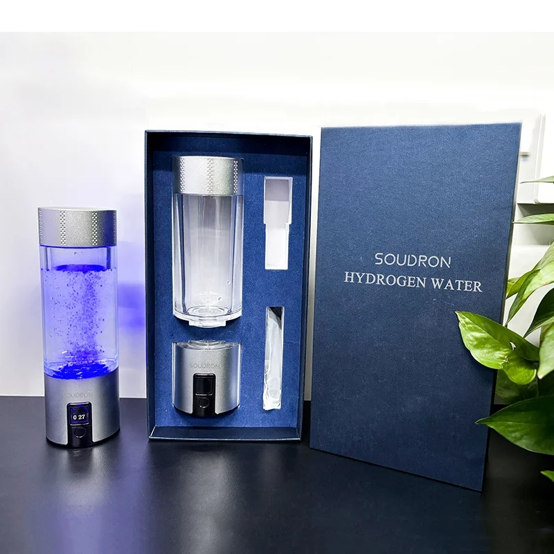 6000ppb Hydrogen Rich Generator Alkaline Hydrogen Maker Water Filters Glass Bottle H2 Water Cup Ionizer Blue Light Water OEM