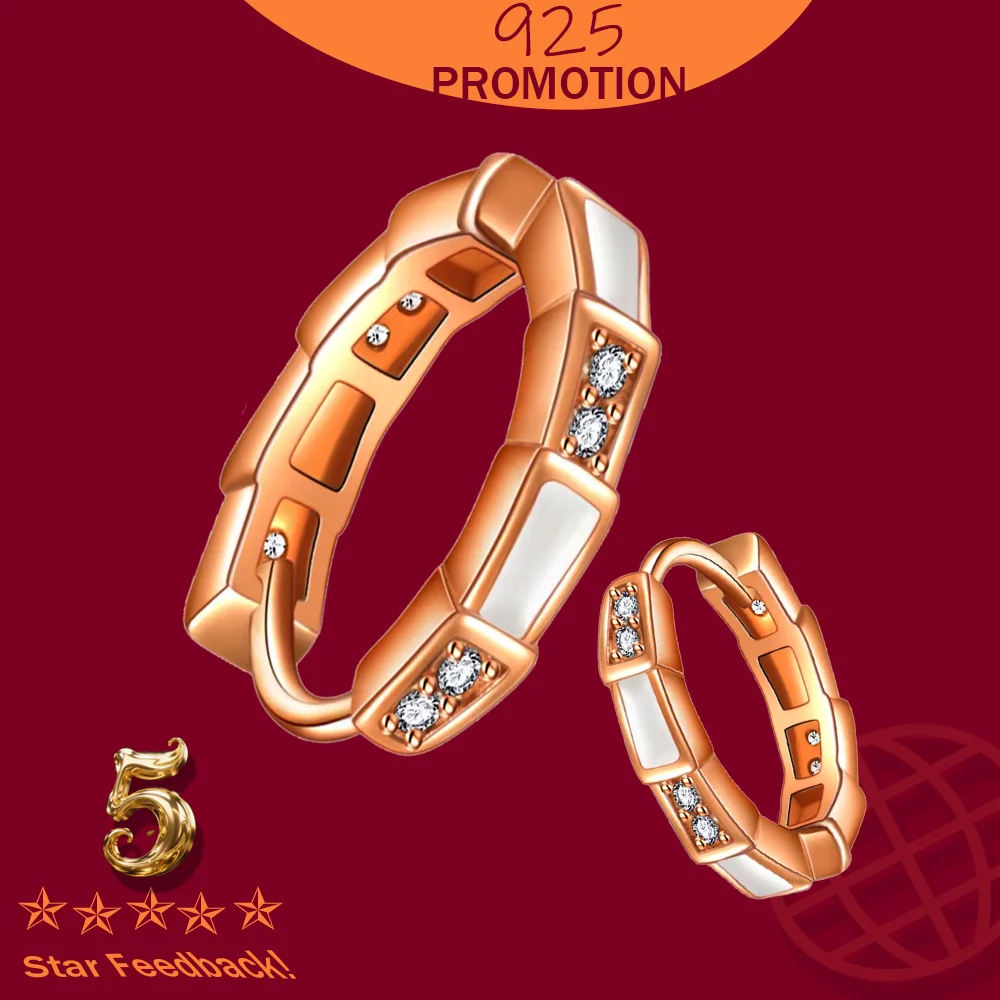 

Women Fashion Jewelry High Quality Cubic Zircon Simple Snake Earrings Vintage Rose Gold Stamp 925 Sterling Silver Earrings