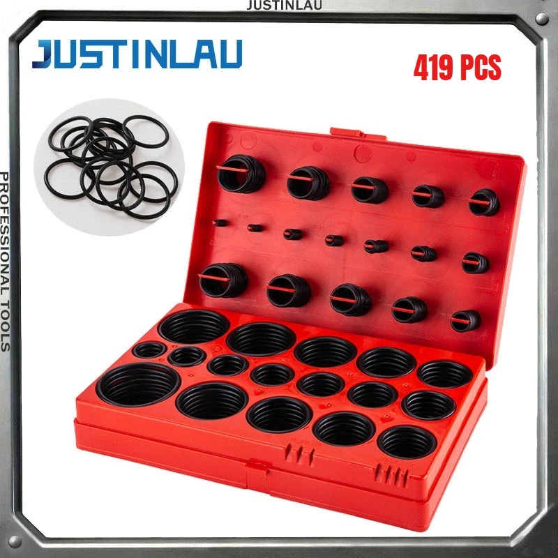 JUSTINLUA  Set of 32 Size Nitrile Rubber O-ring Gaskets Used for Pipeline  Automotive  and Faucet Repairs  Totaling 419PCS
