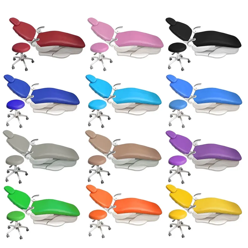 

4Pcs/Set Dental Chair Seat Cover PU Leather Unit Elastic Waterproof Protective Protector Case Dentistry Lab Seat Cover Equipment
