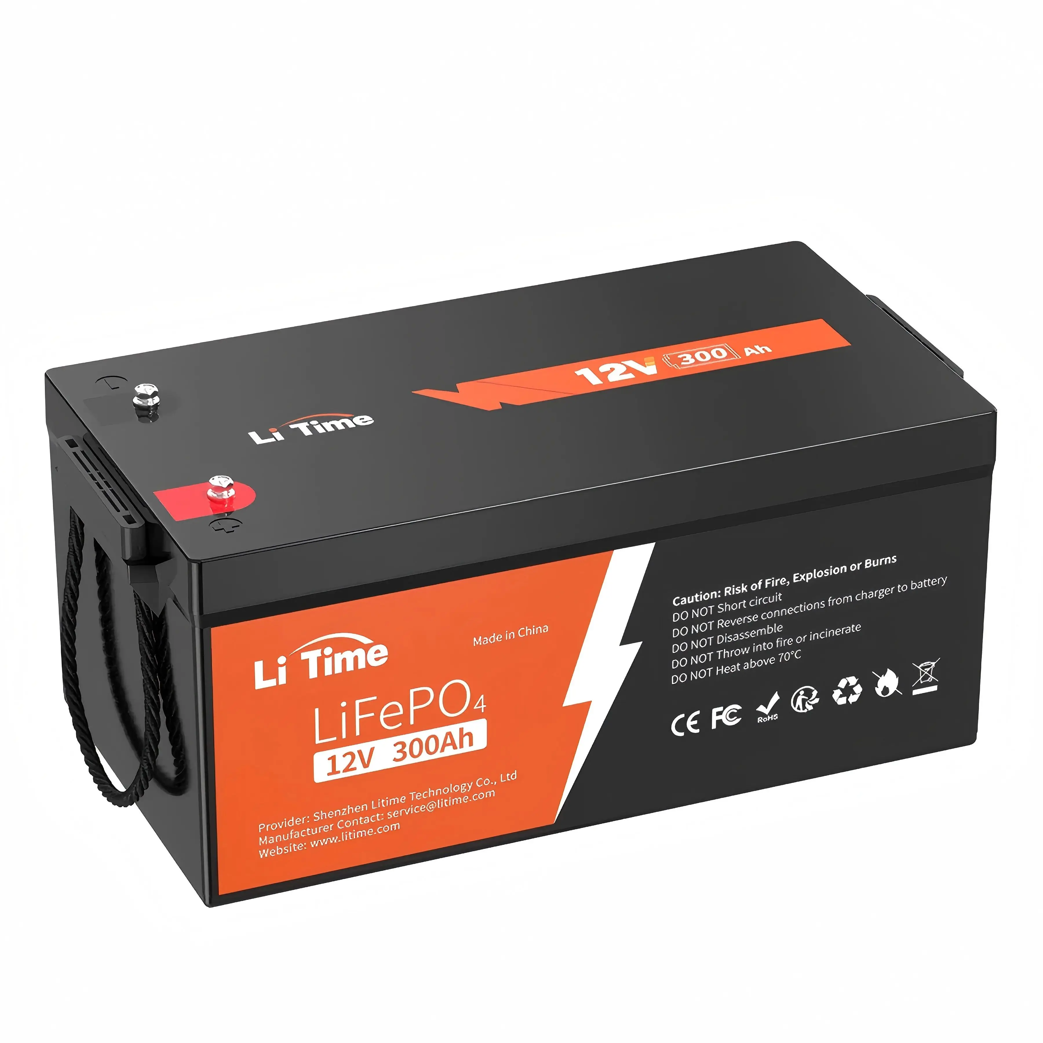 LiTime 12V 300Ah LiFePO4 Lithium Batterie, 200A BMS, Bis 15000 Zyklen & 10 Jahre Lebensdauer, Ideal für Solaranlage, Wohnmobil