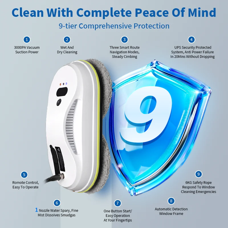 Window-cleaning robot, intelligent window glass cleaning machine, electric glass remote control, automatic window cleaning
