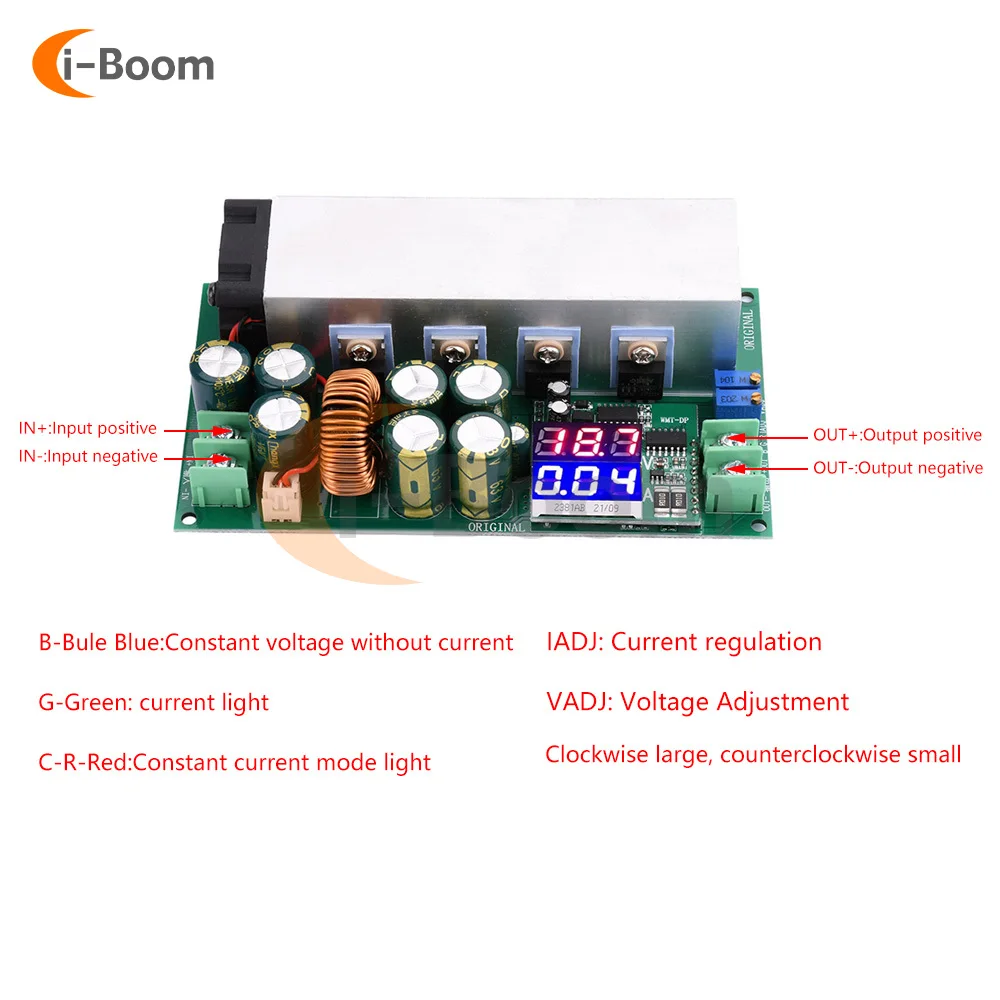 Módulo de fuente de alimentación reductor ajustable de DC12-80V, regulador de voltaje, pantalla Digital de 600W, alto rendimiento