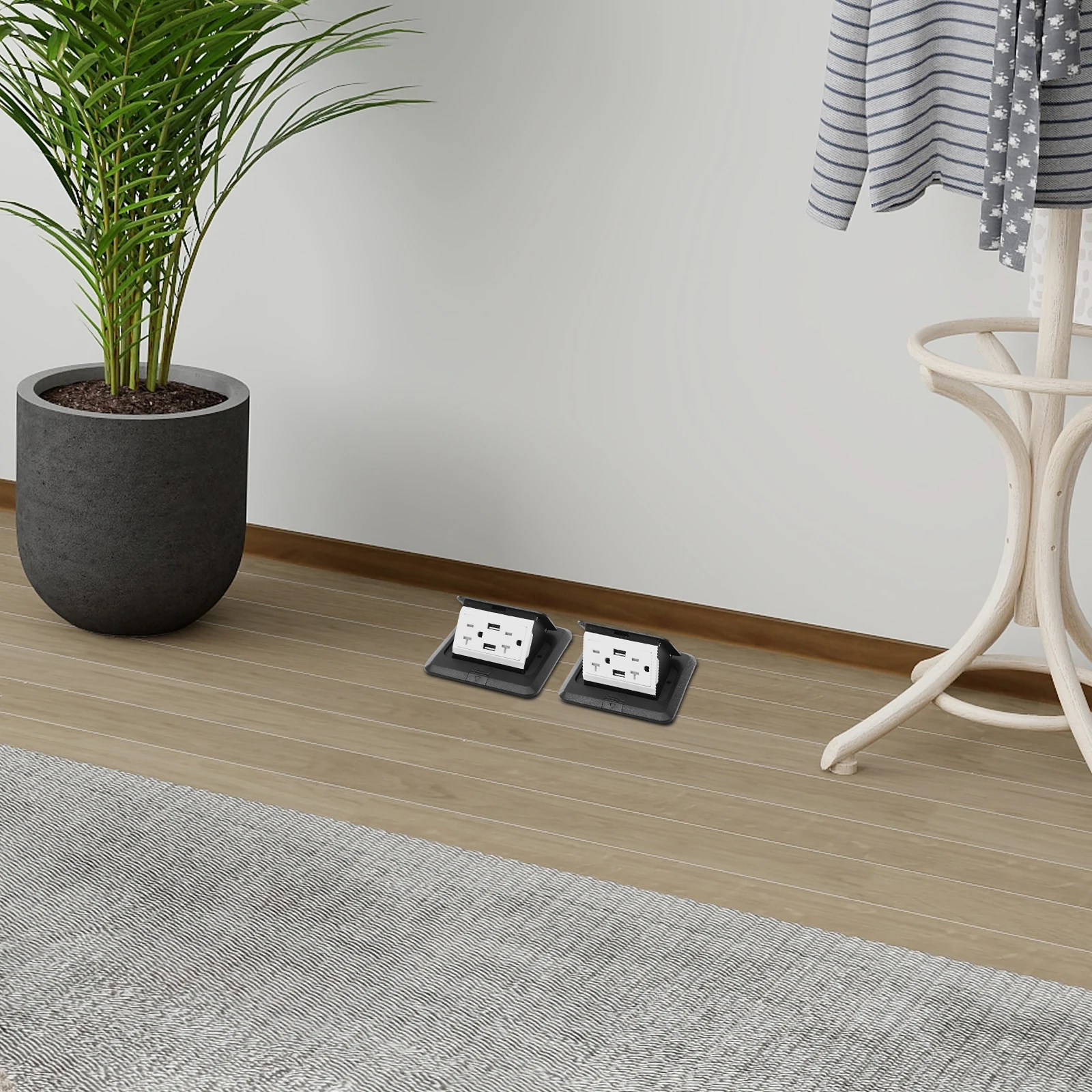 Prises USB de sol escamotables, 2 pièces, prises cachées, 125V, 4000W, boîte de couverture électrique en acier inoxydable, kit de prise pour dessus de seau, 20A