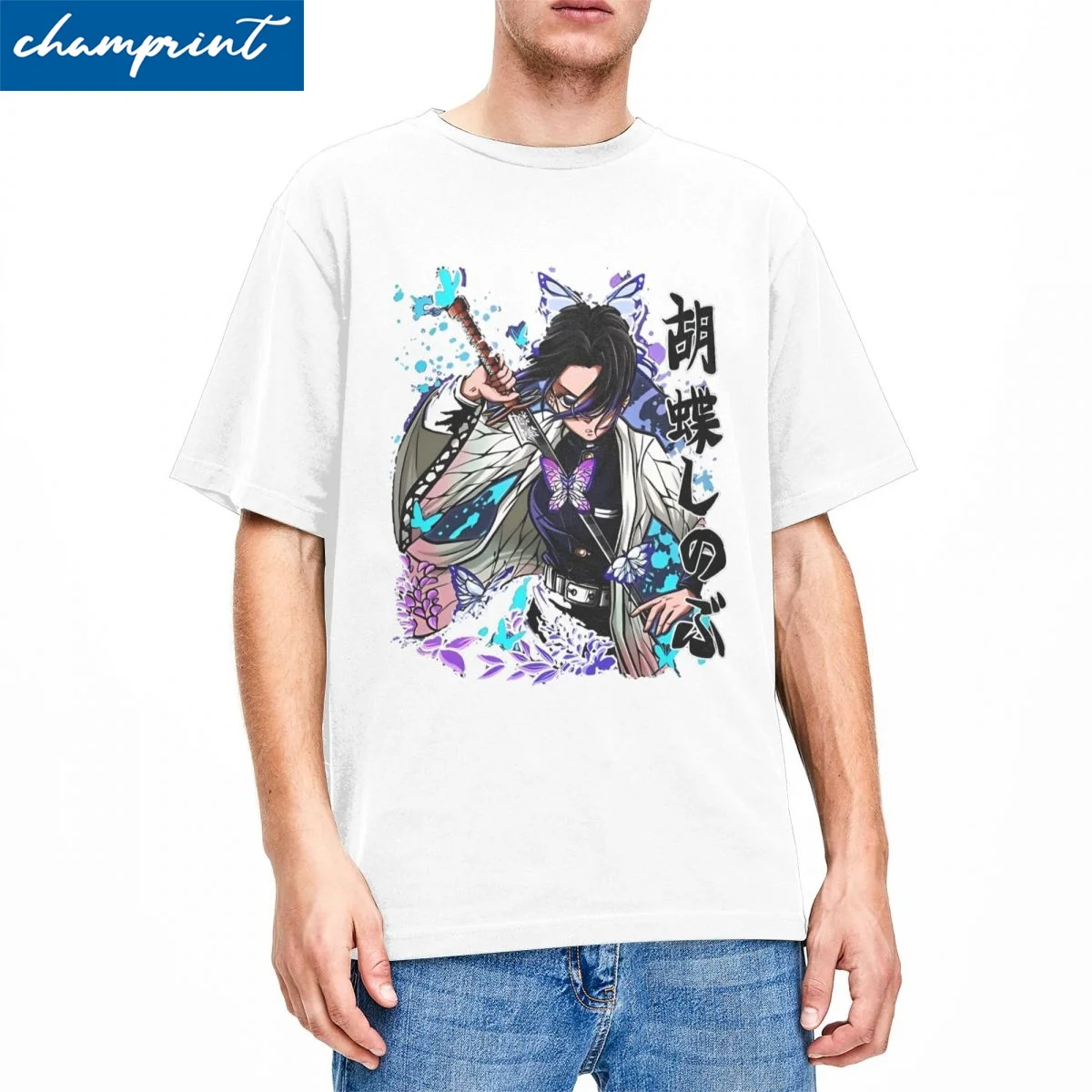 Demon Slayers Shinobu T-Shirt for Men Women Anime Leisure Cotton Tee Shirt Crewneck Short Sleeve T Shirts Graphic Clothing