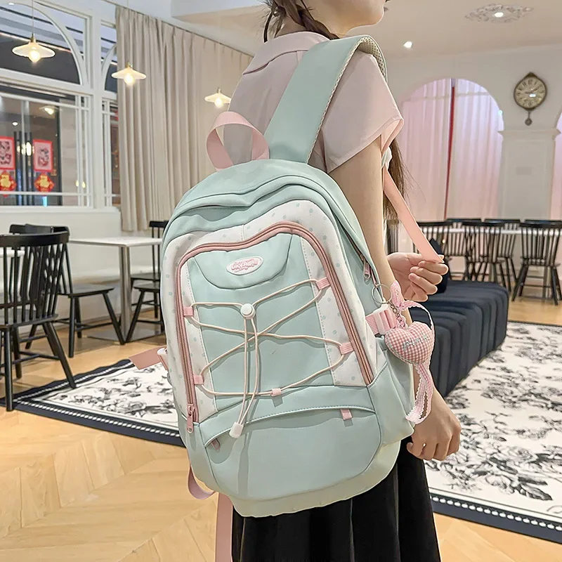 Bag Female Cross Rope Japanese Iins High Value Sweet Junior High School Student Schoolbag Love Casual Backpack Backpacks