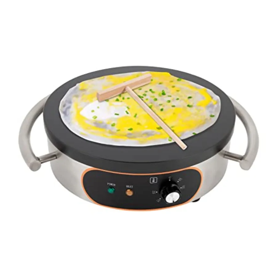 

Commercial crepe maker for restaurants: 16-inch nonstick stainless steel round hotplate, black, 1500W fast heating with even te