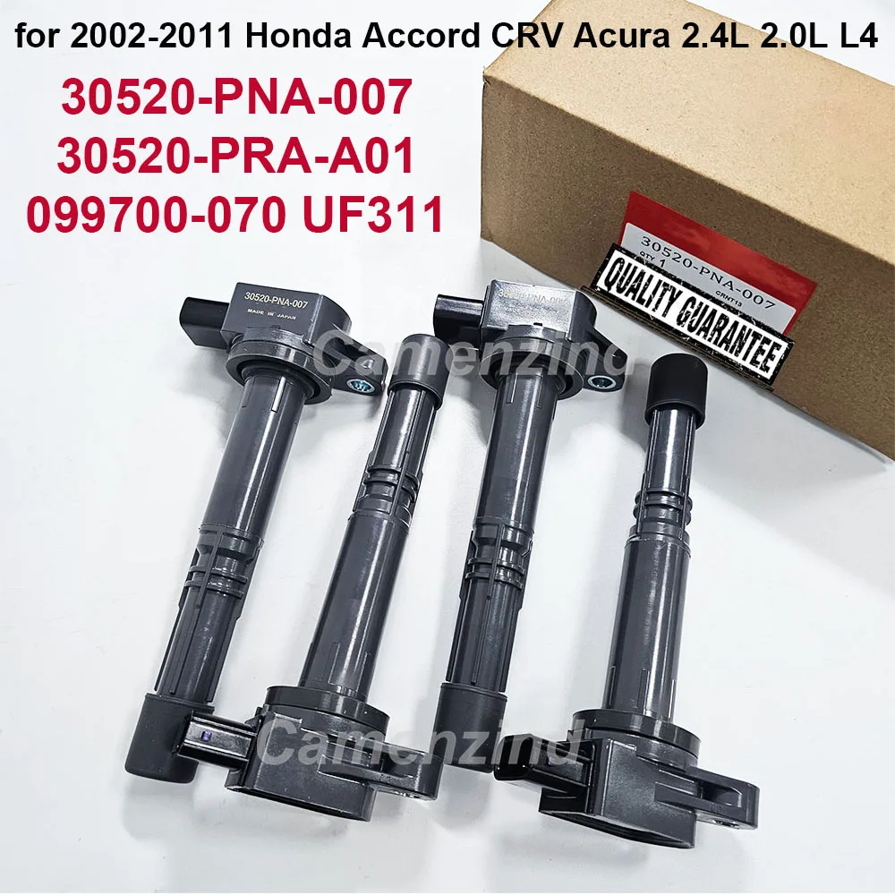 

Комплект из 4 катушек зажигания 30520-PNA-007 для Honda ACCORD 03-07, ODYSSEY 05-08, CRV 02-06, 2.0L, 2.4L (30520PNA007, 30520PRAA01, 30520 PNA 007)