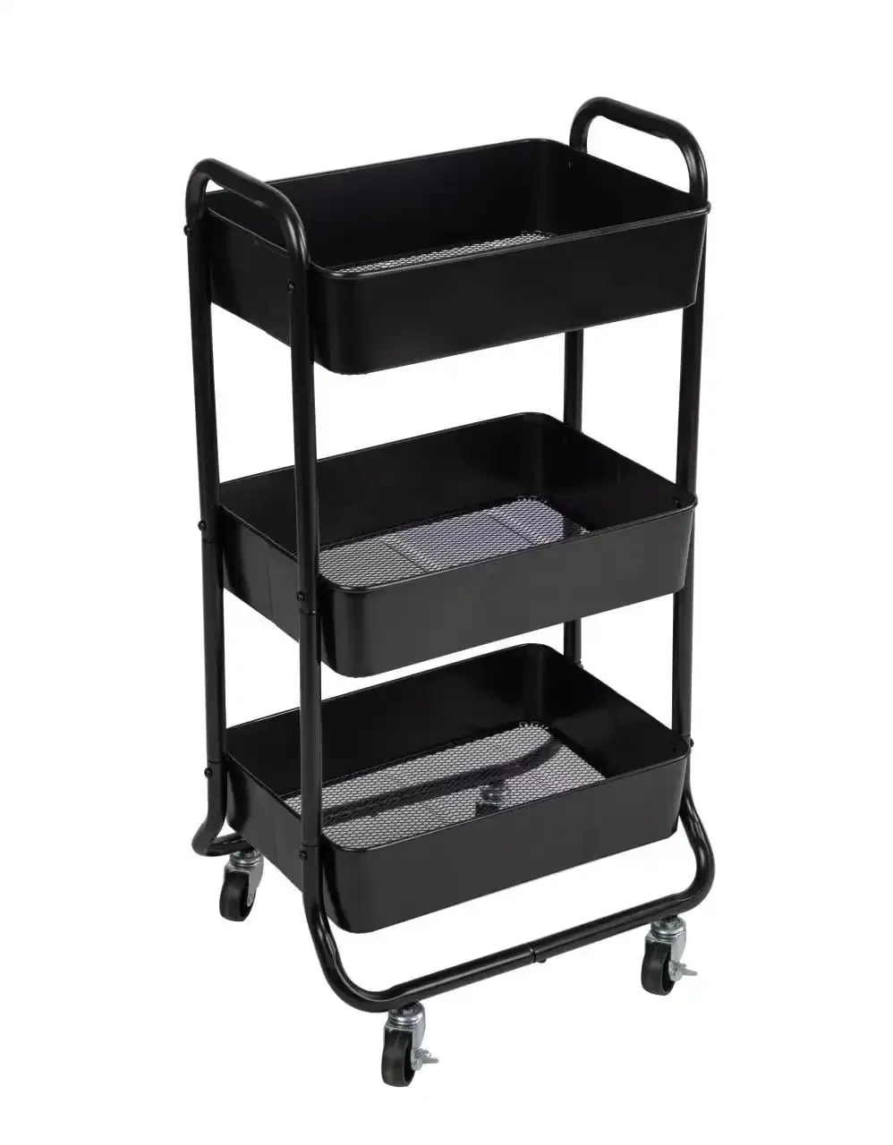 

NEW 3 Tier Metal Utility Cart Rich Black, Laundry Baskets, Powder Coating, Adult and Child