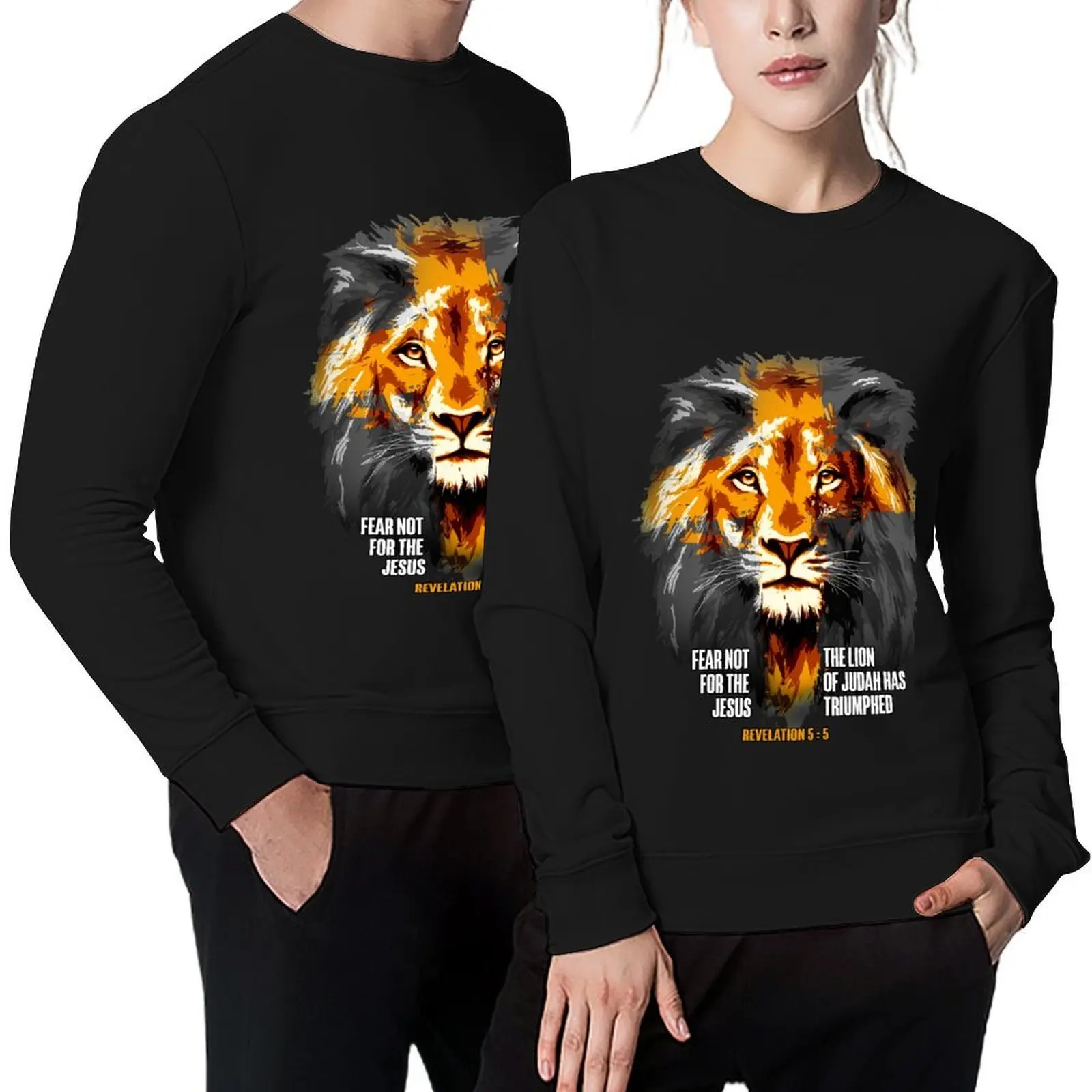 

Lion Cross Jesus Christian Lord God Believer Pullover autumn clothes tracksuit men's coat oversize sweatshirt