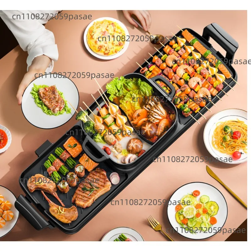 Electricity 220 Top Table Smokeless Pan Modern Hot Pot Double Indoor Black Electric BBQ Grill