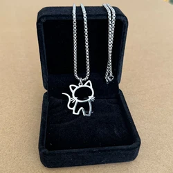 Cartoon Stainless Steel Cat Necklace for Women Everyday Jewelry Fashion Kitten Neck Chain Love my Pet Jewelry Girls Friend Gift