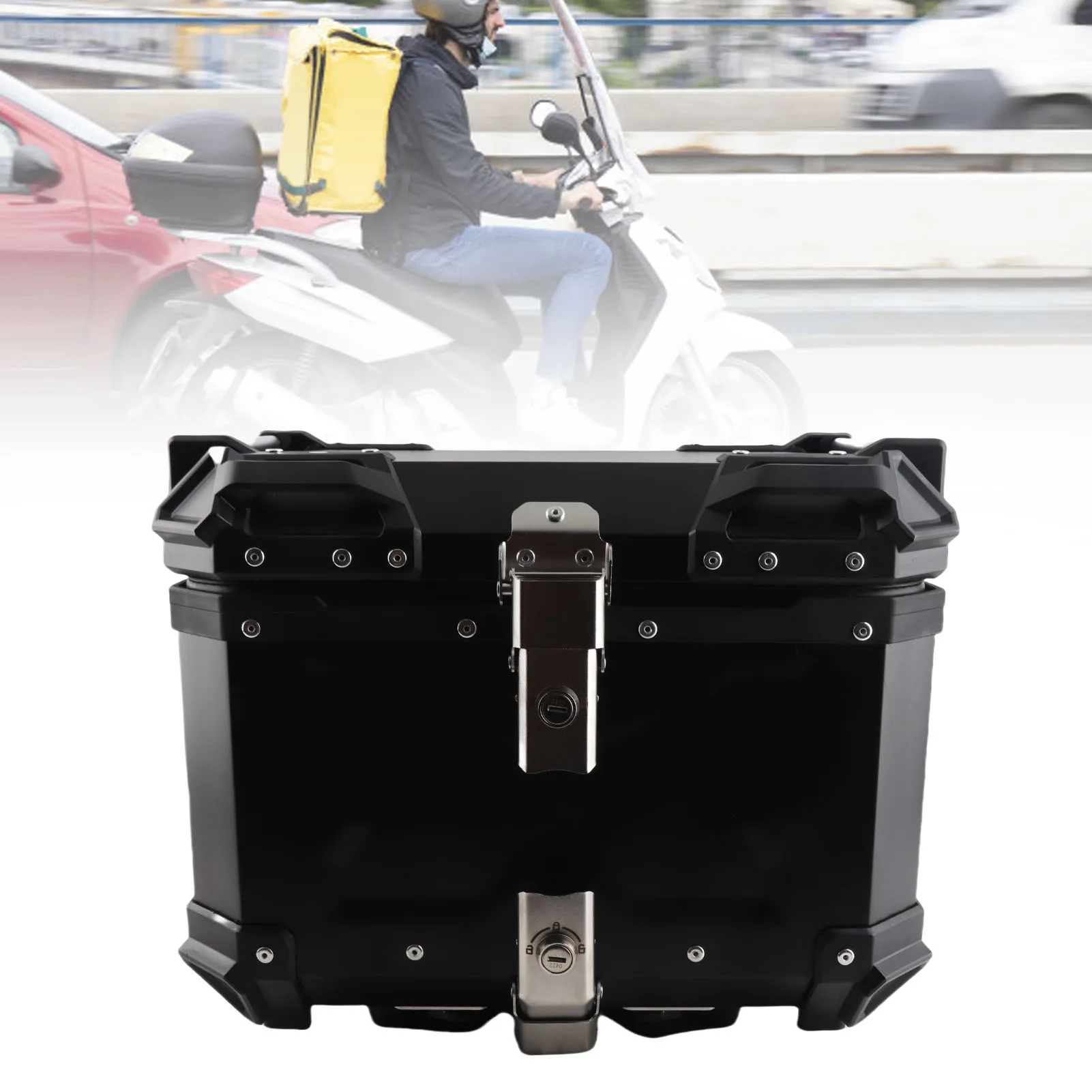 

45L Universal Helmet Carrier Tail Box Top Case Trunk Carrier Motorcycle Adventure Aluminum Top Case Tail Box Luggage