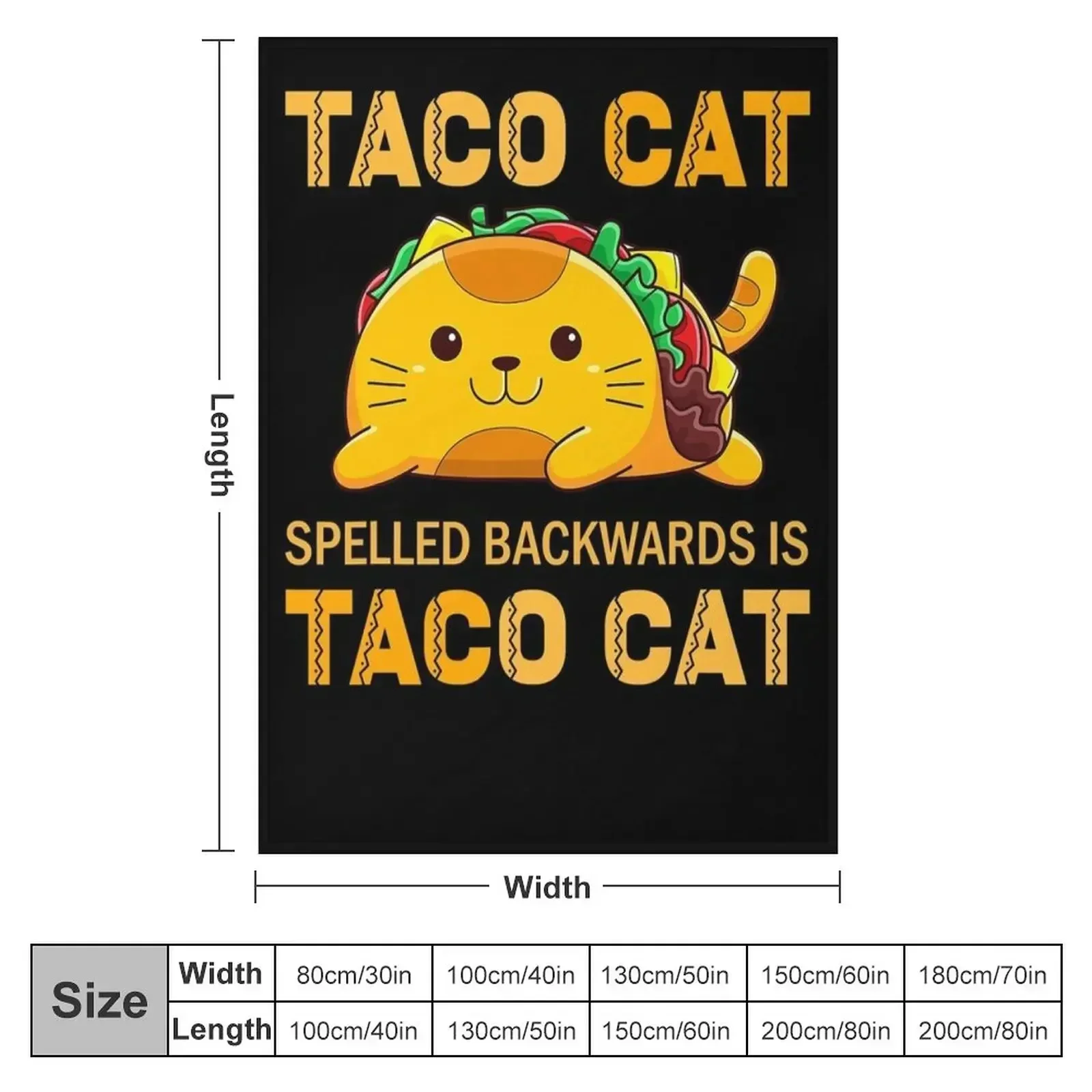 TacoCatfor Kids Taco Cat Cinco de Mayo TacoCat Tacos Throw Blanket couch cozy soft plush fuzzy picnic outdoor blanket