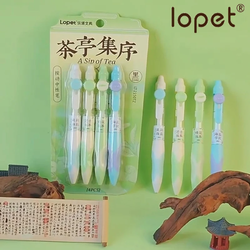 

Lopet 0.5mm Gel Pen 4pcs/Lot Press ST Nib Comfort Posture Grip Smooth Writing Pens Kids Adults Journaling Note Taking Stationery