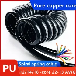 Pu Spring Cable Wire 12/14/18/21 Core 15 20 18 17 Awg Stretch 1 2 3 4 5 6 7 8 9 10 11 12 13 14 15 Meters Spiral Telescopic Wire