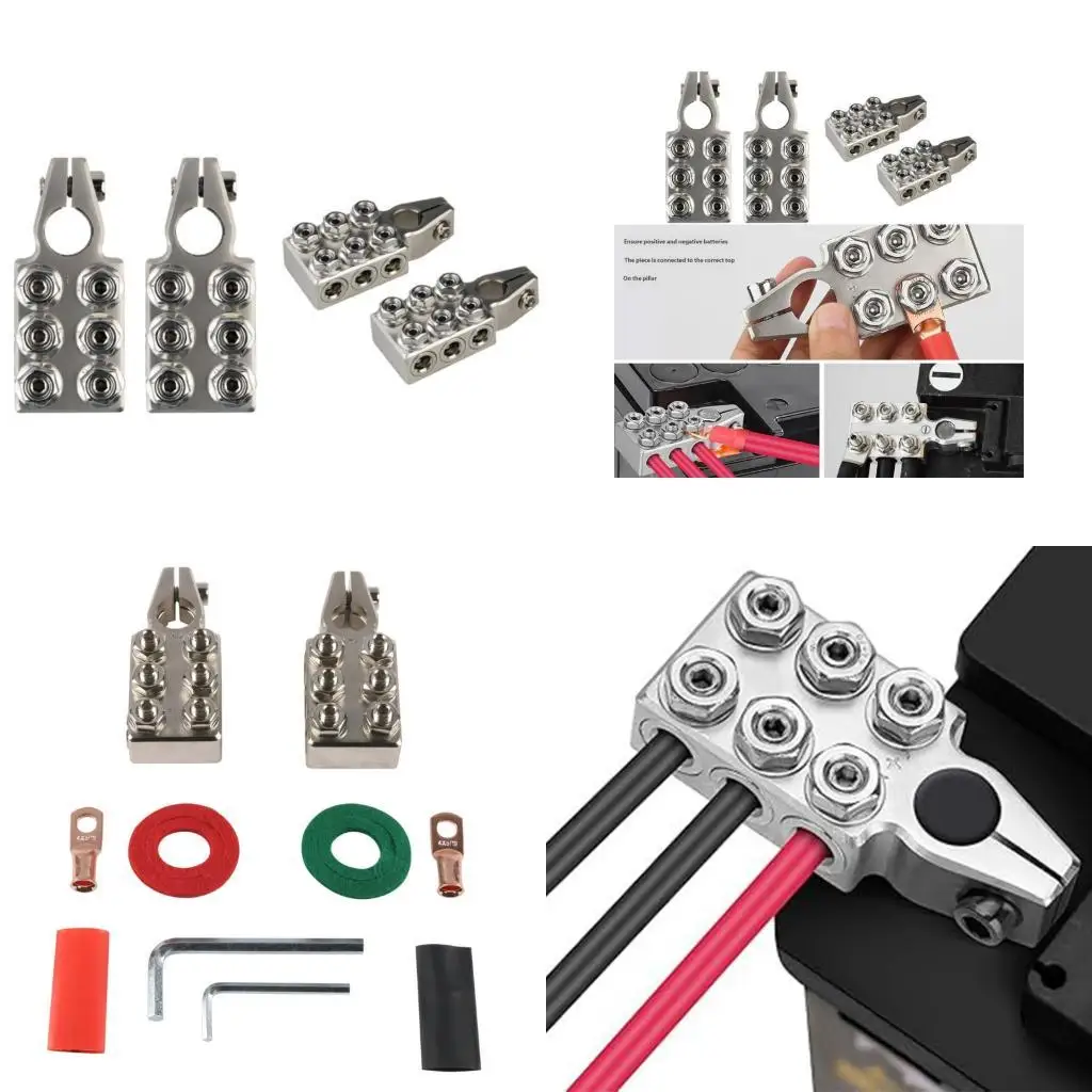 Aluminum Battery Cable Terminal Connector Set for Vehicle Battery Repair, Wiring Adjustment, and Service Work