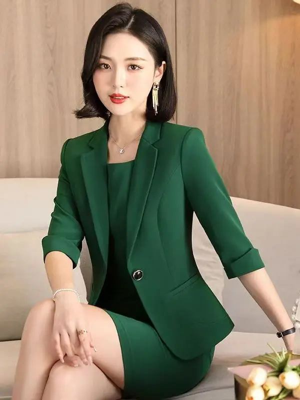 

Faionable Women's Suit Set Spring Autumn New Sle Two-Piece Dr High Waist Loose Fit Korean Sle Commute Polyester Fiber