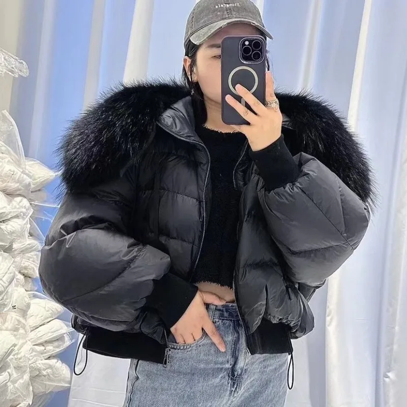 Warmer Pelzkragen, kurze, lässige Daunenjacke für Damen, Design Sense Niche 2025, neue Winterversion, gut aussehender High-Street-Trendmantel
