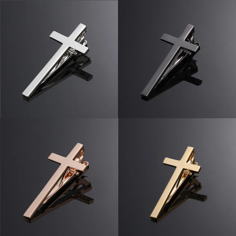 High quality men\'s women\'s tie clip copper metal Classic Christian Cross clip business suit shirt tie accessories jewelry gifts