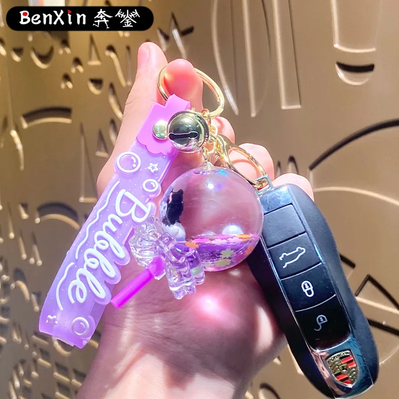 قلادة سلسلة مفاتيح مصاصة مملوءة بالزيت من مينسو، سلسلة مفاتيح لطيفة، قلادة حقيبة، آلة مخلب، كشك الشارع، هدية صغيرة رائعة