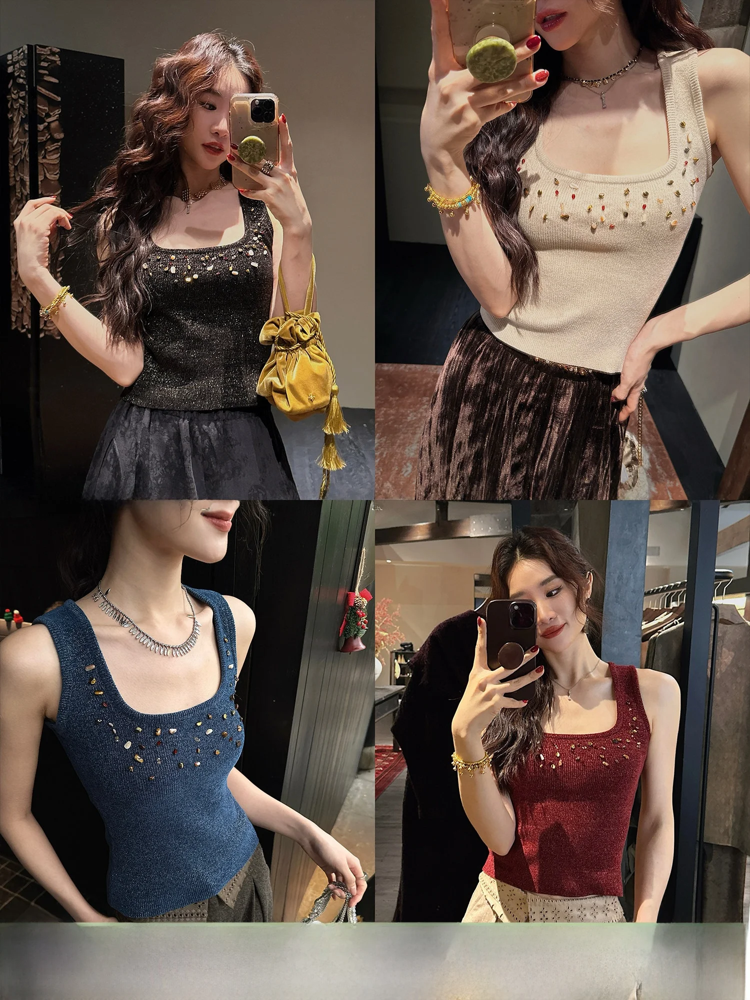 

Super Soft Handmade Black Flower Women's Vest 2025 New Style Beautiful All-Match Polyester Fiber U-Neck Daily Wear