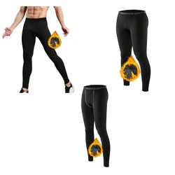 Pantalones de invierno para senderismo y correr para hombre, mallas forradas de lana cálidas, medias de ciclismo