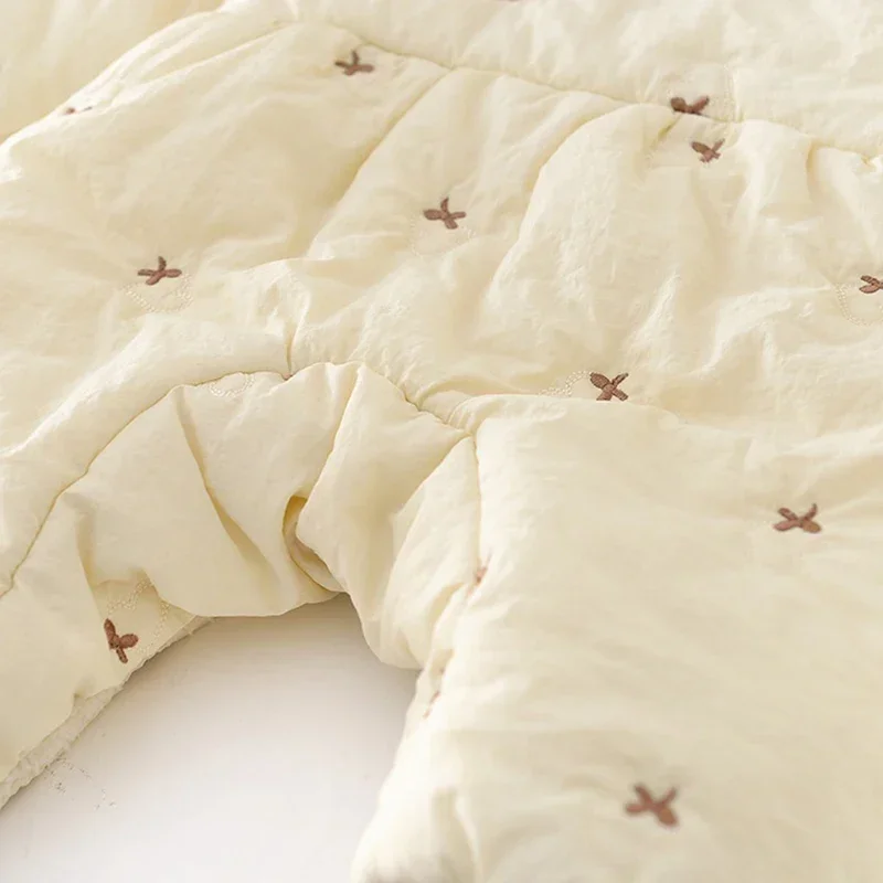 2025 الوليد 0-2Y طفلة الشتاء رومبير Bowknot المطرزة سميكة الصوف بذلة الحلو قطعة واحدة الزي