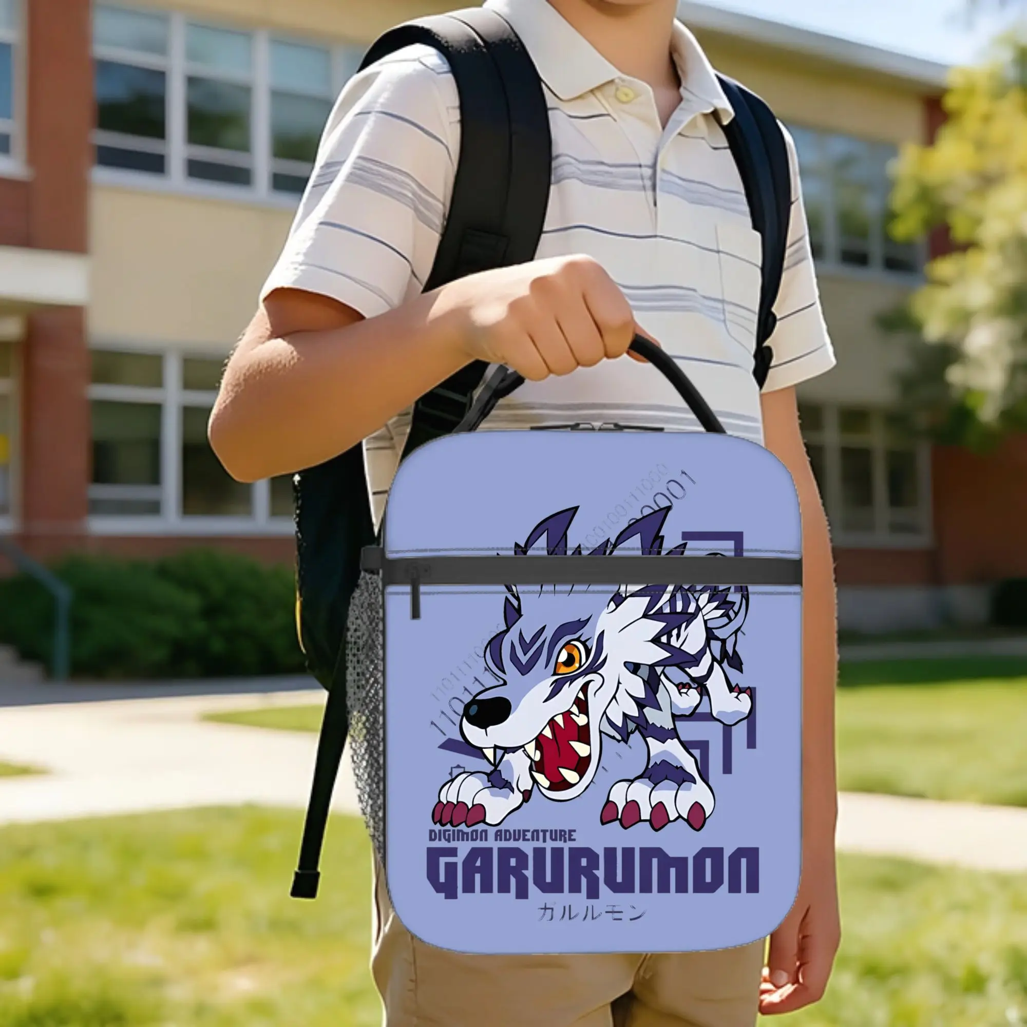 

Термосумка для обедов Digimon Adventure Garurumon, портативный контейнер для еды, сумка-тоут для работы