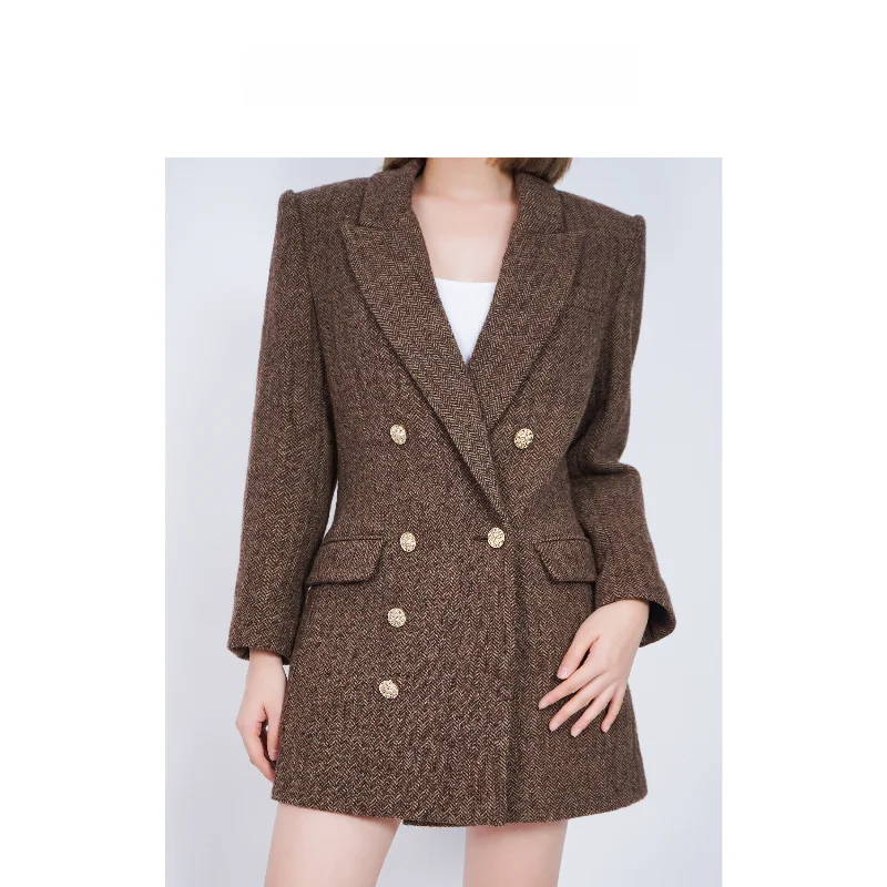 

LE BON TEMPS Осенне-зимний новый шерстяной ретро-костюм-русалка, пиджак C80024, американский стиль, прямой крой, длинное пальто с длинными рукавами