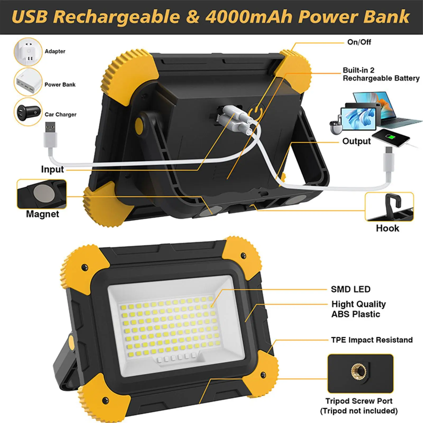 LED فانوس التخييم طوي مصباح بعمود LED أضواء خيمة لمواقع البناء ورشة عمل المرآب إصلاح المنزل الإنقاذ الصيد
