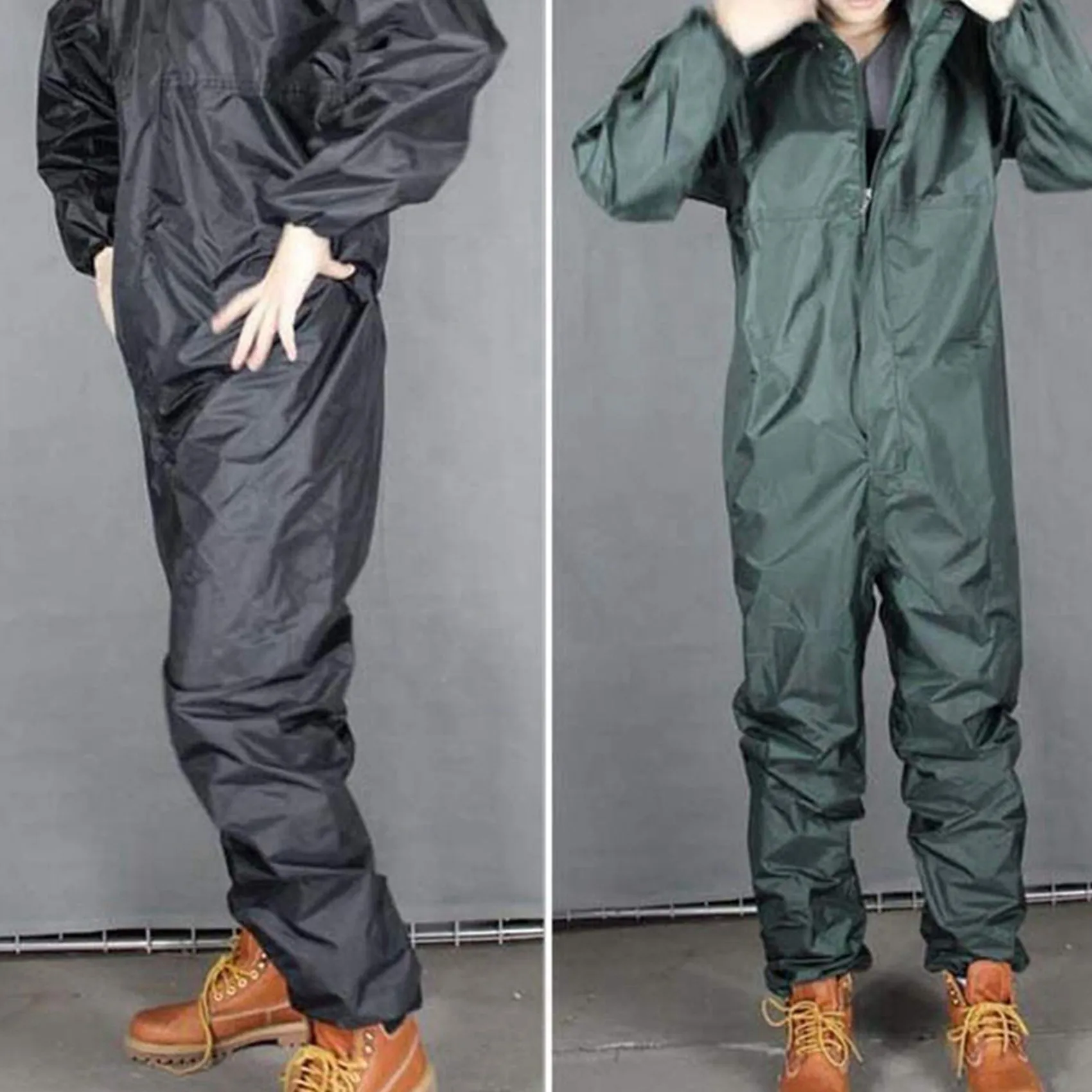 

B06C-2PCS Motorcycle Raincoat /Conjoined Raincoat/Overalls Men And Women Fission Rain Suit Rain Coat XL, Black & Armygreen