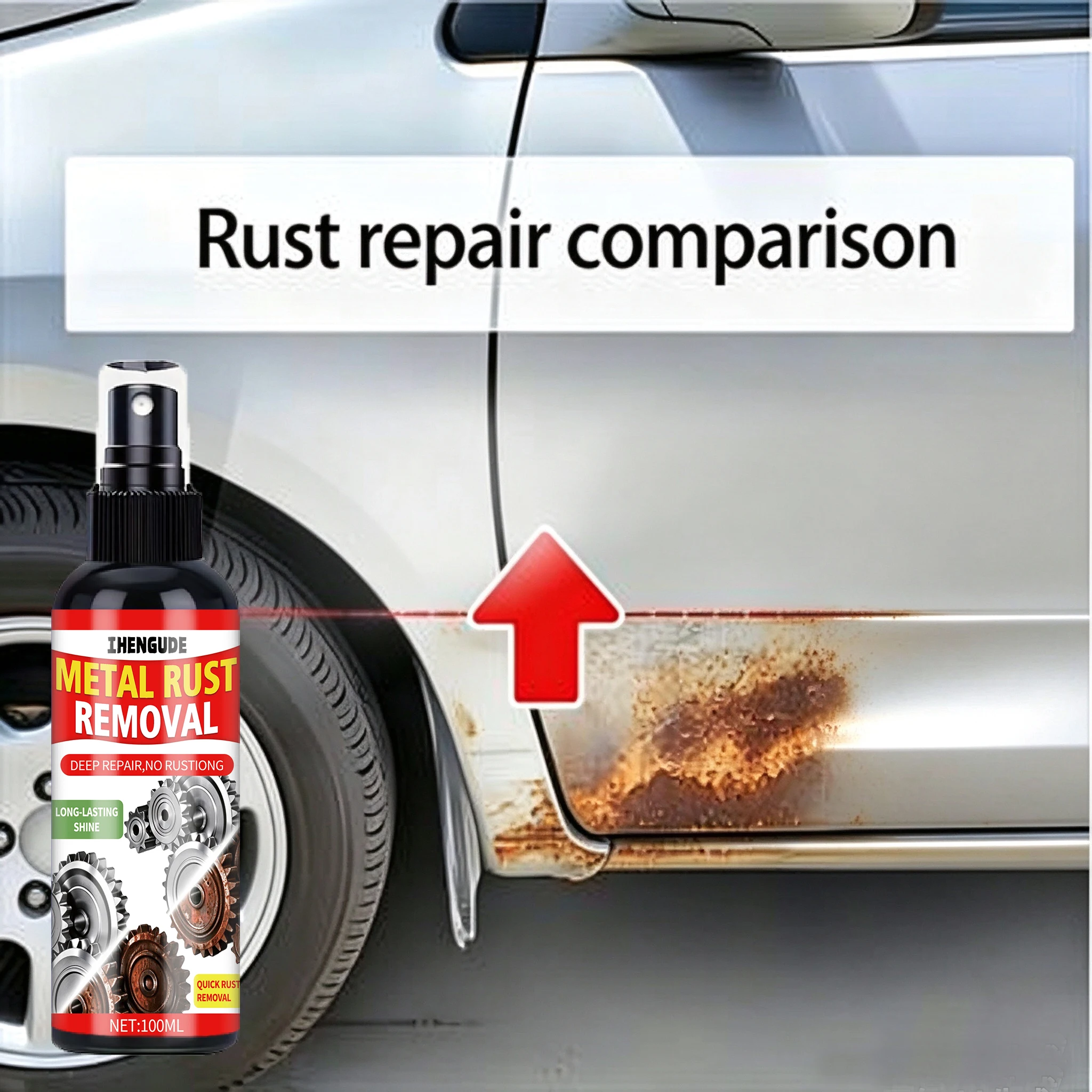 Universal Rust Remover Revitalizing Spray for Car Wheels & Metal Surfaces Effectively Removes Oxides and Rust Metal Care Spray