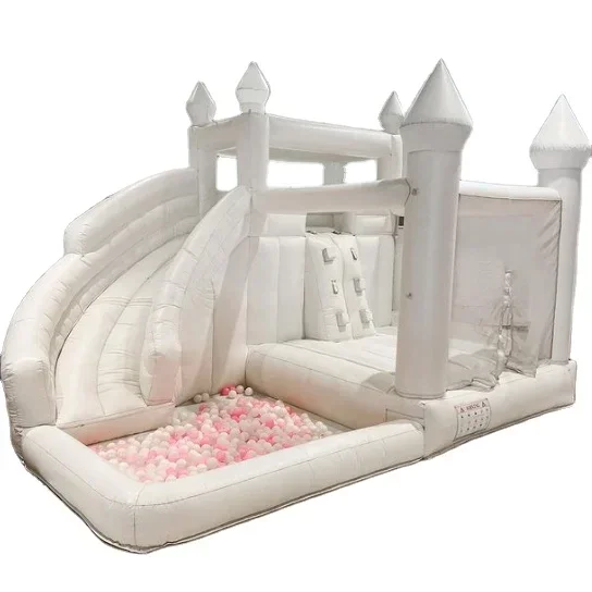 Hot sale commercial grade light pastel color wedding inflatable bounce house bouncer Jumper white bouncy castle jumping combo