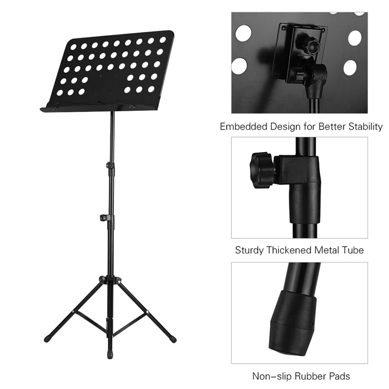 Soporte de música de Metal portátil, instrumentos musicales desmontables para Piano, violín, guitarra, partituras, piezas de guitarra, accesorios