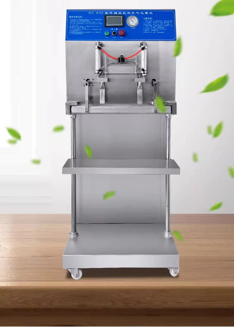 Para máquina de envasado al vacío externo vertical tipo 600, bolsa de papel de aluminio, bombeo y inflado, empacadora integrada