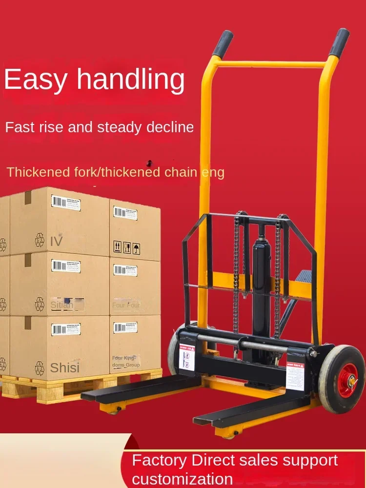 manual mini forklift household small hydraulic lift stacking truck loading and unloading truck